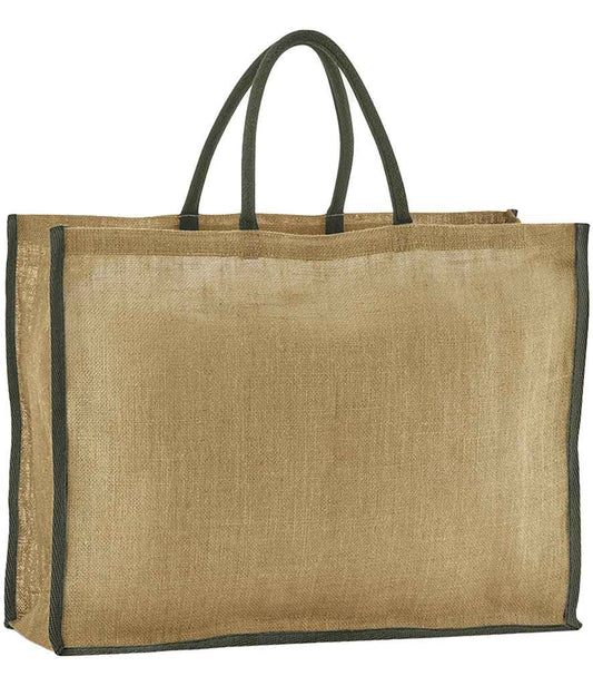 Westford Mill Natural Starched Jute Market Shopper - Natural/Olive Green (W475)