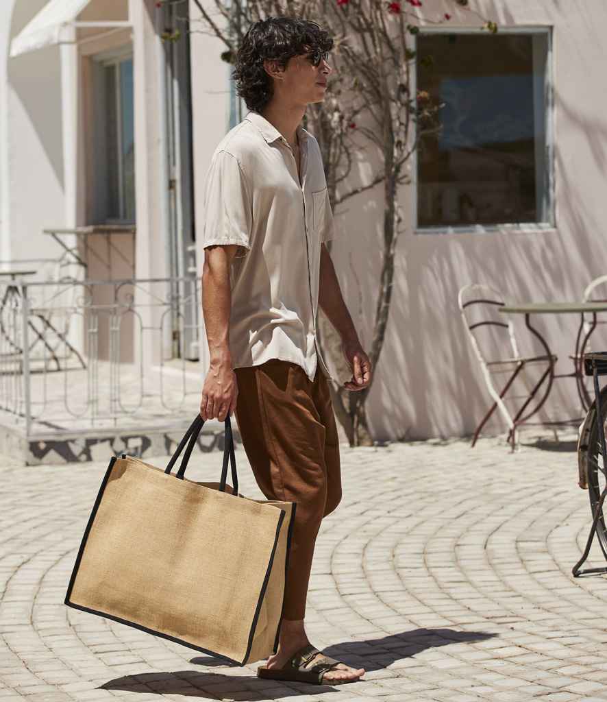 Westford Mill Natural Starched Jute Market Shopper - Natural/Black (W475)