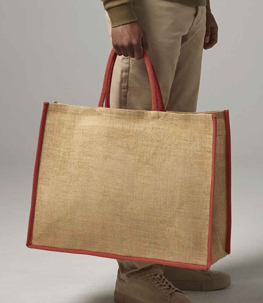 Westford Mill Natural Starched Jute Market Shopper - Natural/Orange Rust (W475)
