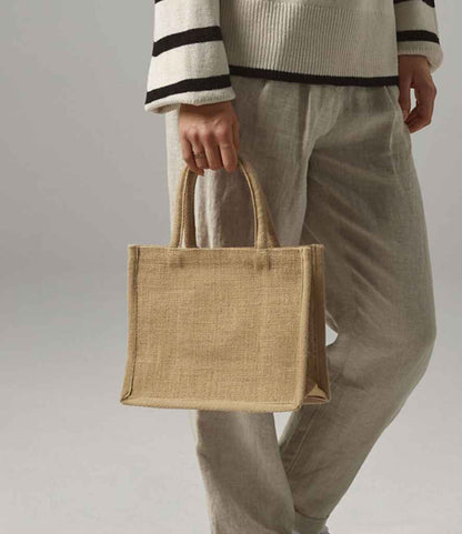 Westford Mill Natural Starched Jute Mini Gift Bag - Natural (W477)