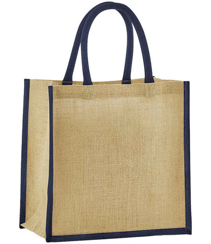 Westford Mill Natural Starched Jute Mini Gift Bag - Natural/Navy (W477)