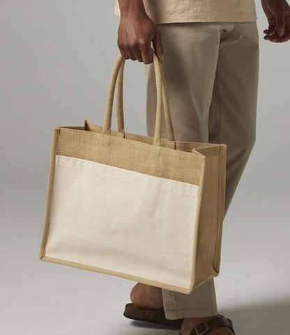 Westford Mill Cotton Pocket Natural Starched Jute Shopper - Natural (W480)