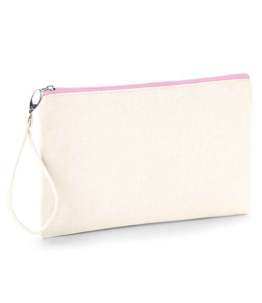 Westford Mill Canvas Wristlet Pouch - Natural/Pink (W520)