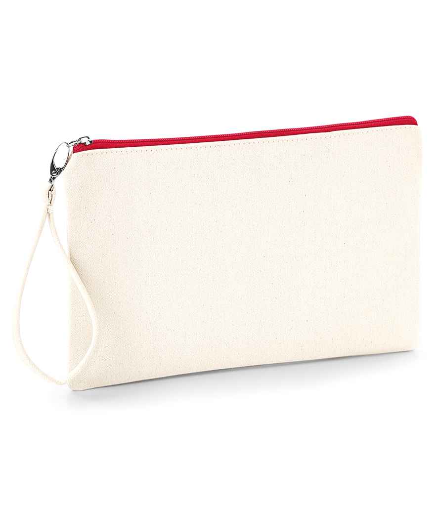 Westford Mill Canvas Wristlet Pouch - Natural/Red (W520)