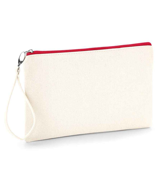 Westford Mill Canvas Wristlet Pouch - Natural/Red (W520)