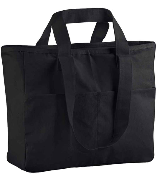 Westford Mill Double Handle Cargo Pocket Tote Bag - Black (W604)