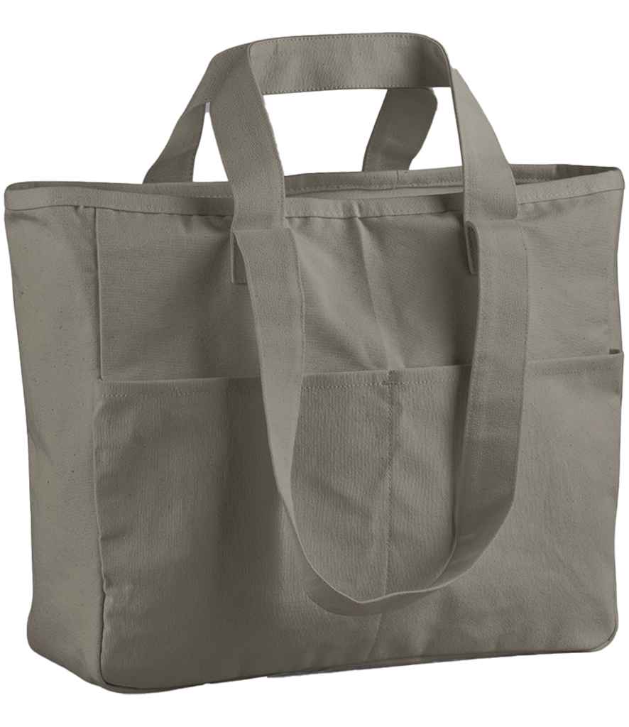 Westford Mill Double Handle Cargo Pocket Tote Bag - Mushroom (W604)