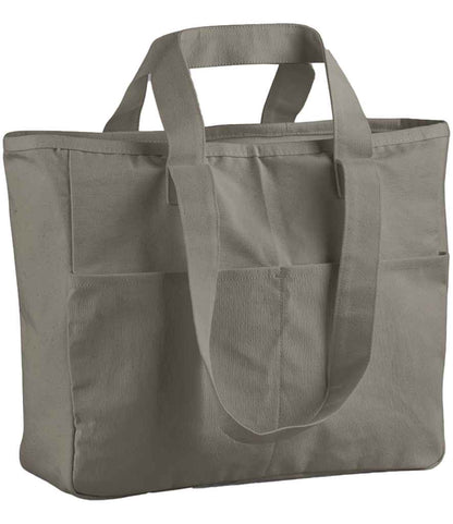 Westford Mill Double Handle Cargo Pocket Tote Bag - Mushroom (W604)