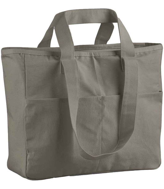 Westford Mill Double Handle Cargo Pocket Tote Bag - Mushroom (W604)