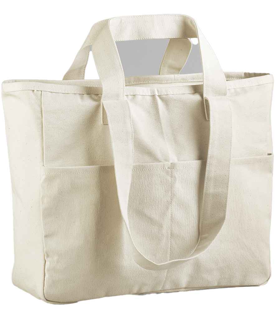Westford Mill Double Handle Cargo Pocket Tote Bag - Natural (W604)