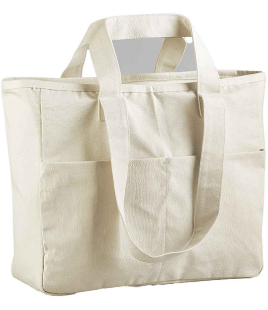 Westford Mill Double Handle Cargo Pocket Tote Bag - Natural (W604)