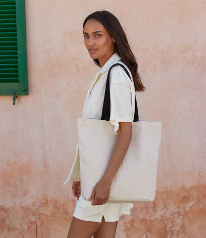 Westford Mill Fairtrade Cotton Camden Shopper - Natural/Black (W671)