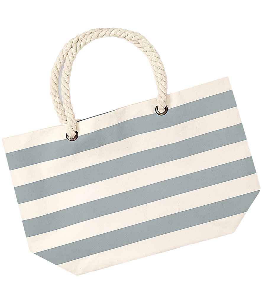 Westford Mill Nautical Beach Bag - Natural/Grey (W680)
