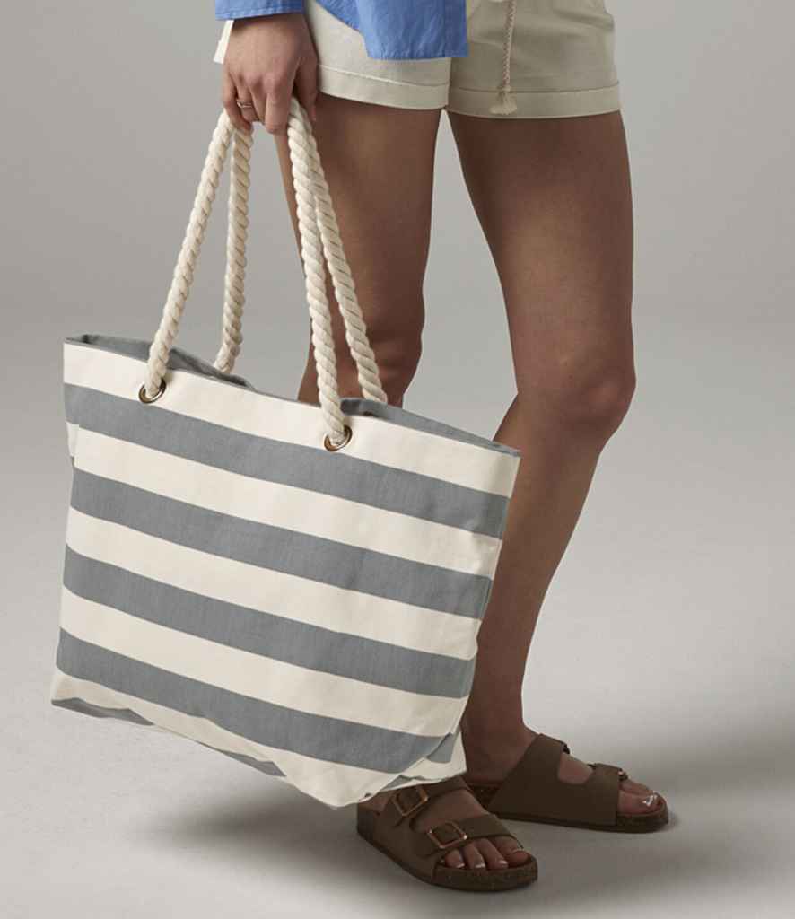 Westford Mill Nautical Beach Bag - Natural/Grey (W680)