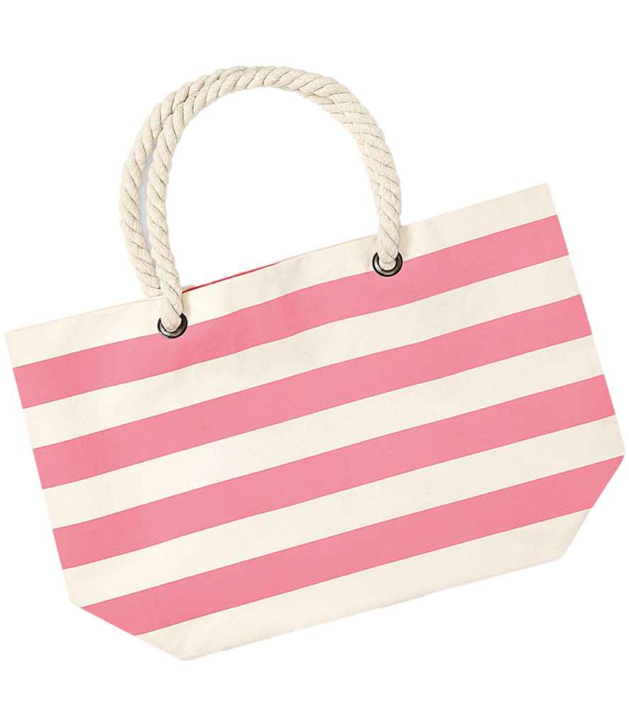 Westford Mill Nautical Beach Bag - Natural/Pink (W680)