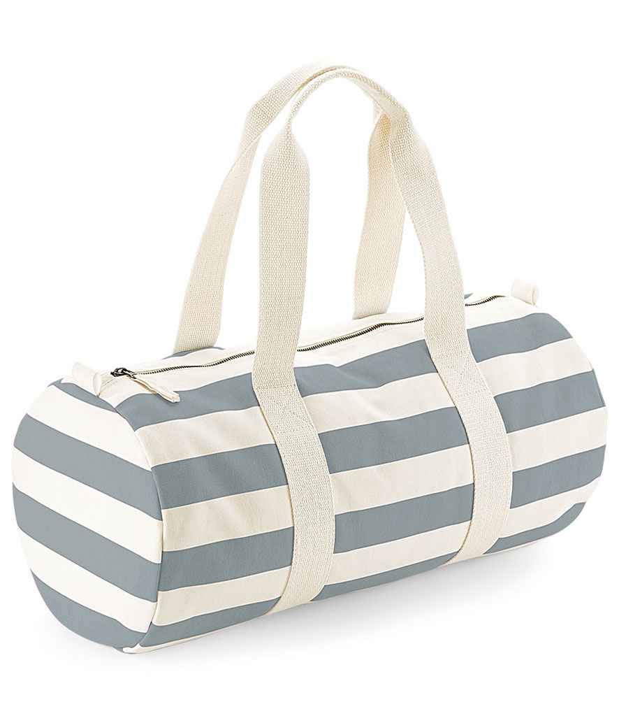 Westford Mill Nautical Barrel Bag - Natural/Grey (W688)