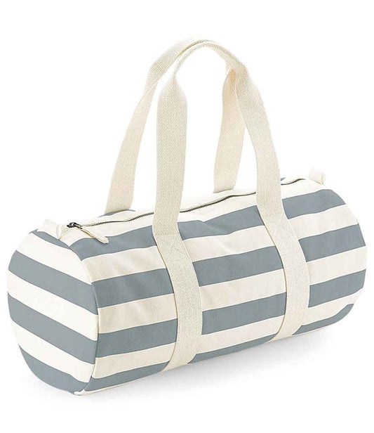 Westford Mill Nautical Barrel Bag - Natural/Grey (W688)
