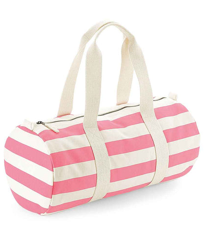 Westford Mill Nautical Barrel Bag - Natural/Pink (W688)