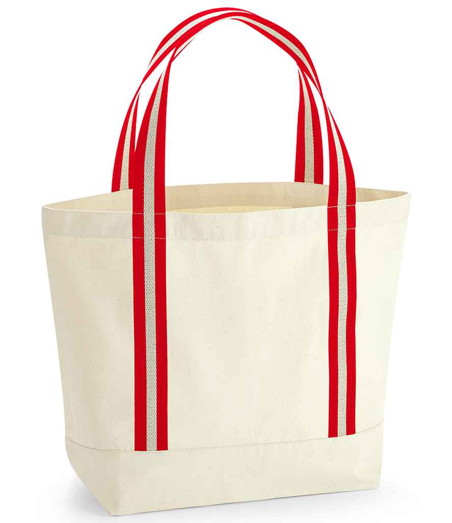 Westford Mill EarthAware® Organic Boat Bag - Natural/Classic Red (W690)