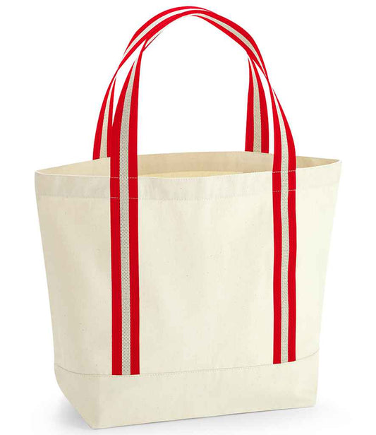 Westford Mill EarthAware® Organic Boat Bag - Natural/Classic Red (W690)