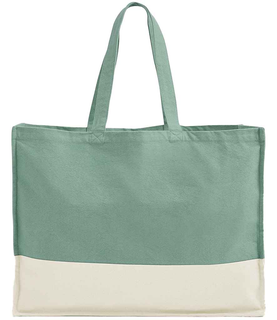 Westford Mill EarthAware® Organic Contrast Shopper - Sage Green/Natural (W858)