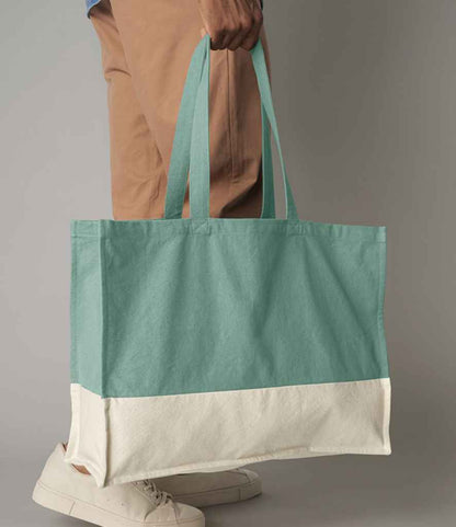 Westford Mill EarthAware® Organic Contrast Shopper - Sage Green/Natural (W858)