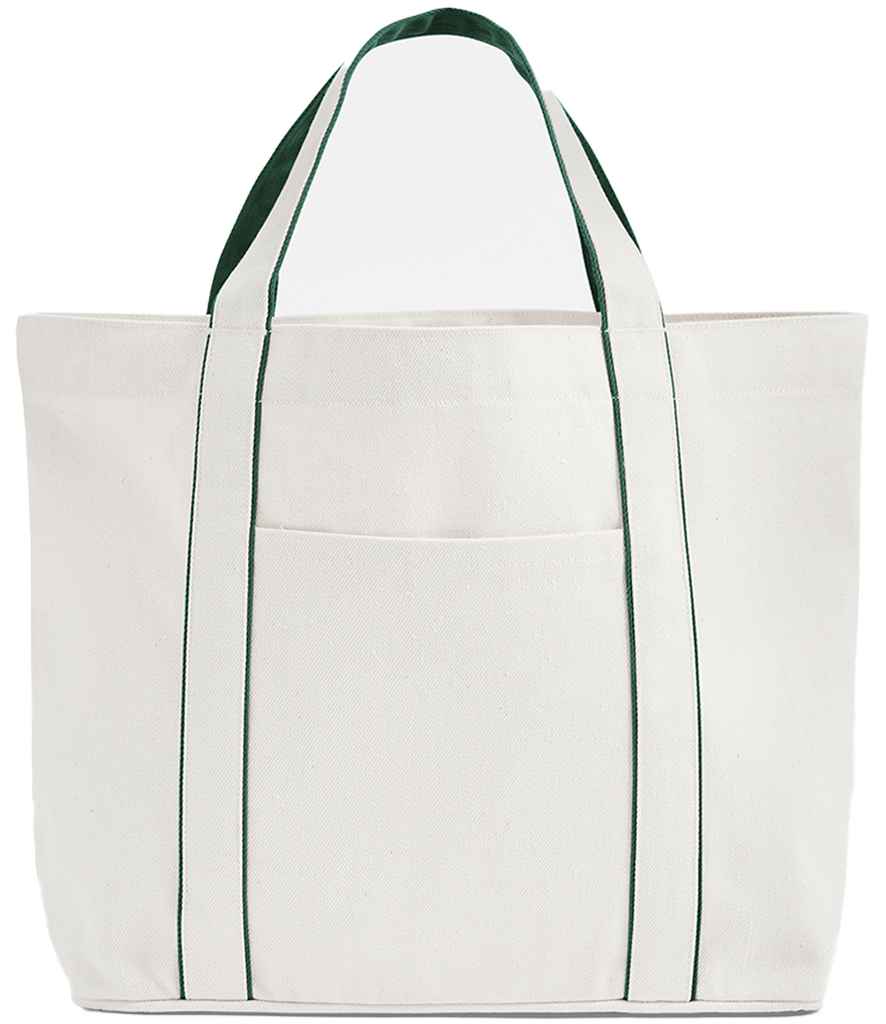 Westford Mill Courtside Medium Tote Bag - Soft White/Bottle Green (W950)