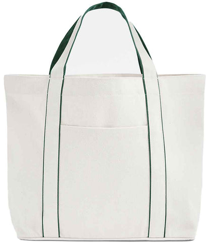 Westford Mill Courtside Medium Tote Bag - Soft White/Bottle Green (W950)