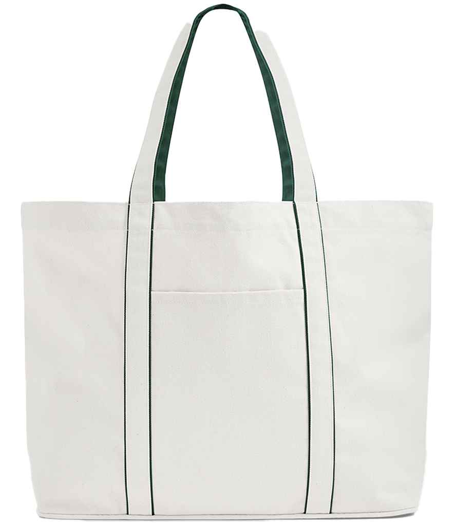Westford Mill Courtside Large Tote Bag - Soft White/Bottle Green (W952)