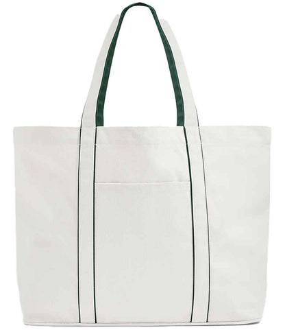 Westford Mill Courtside Large Tote Bag - Soft White/Bottle Green (W952)