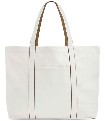 Westford Mill Courtside Large Tote Bag - Soft White/Caramel (W952)