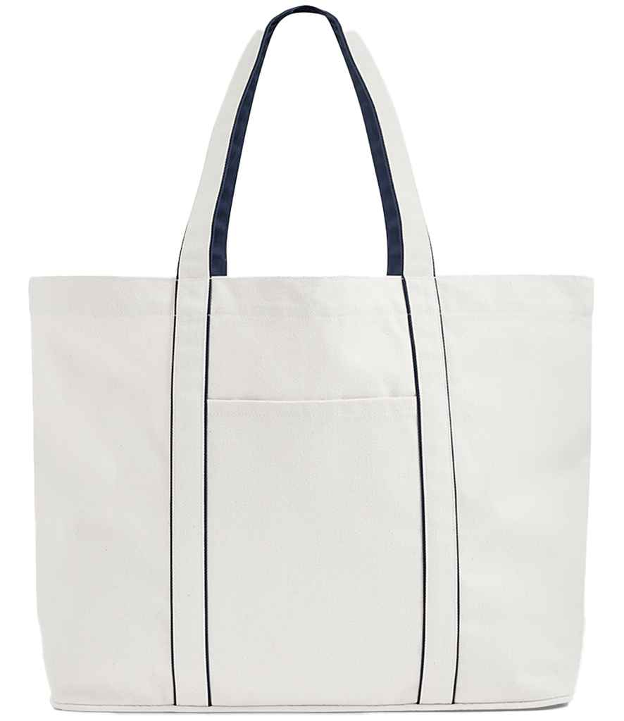 Westford Mill Courtside Large Tote Bag - Soft White/French Navy (W952)