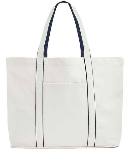 Westford Mill Courtside Large Tote Bag - Soft White/French Navy (W952)