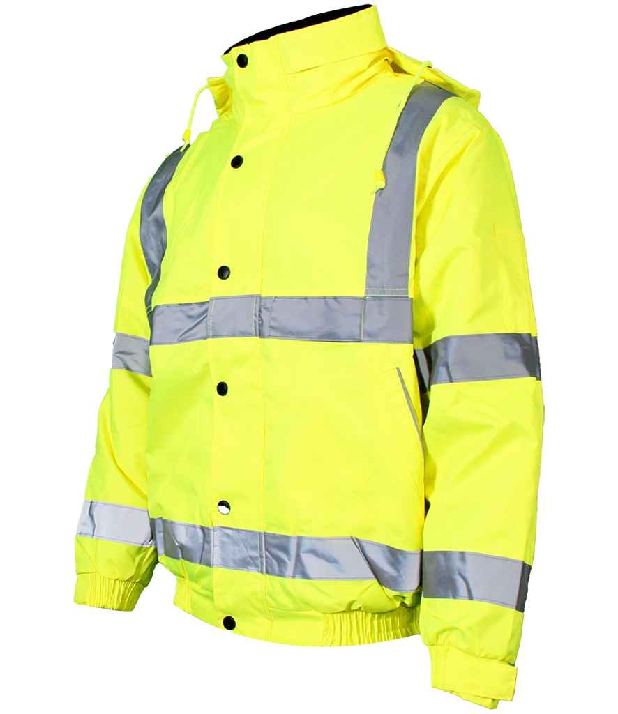 Warrior Warrior Hi-Vis Fleece Lined Bomber Jacket - Fluorescent Yellow (WR006)
