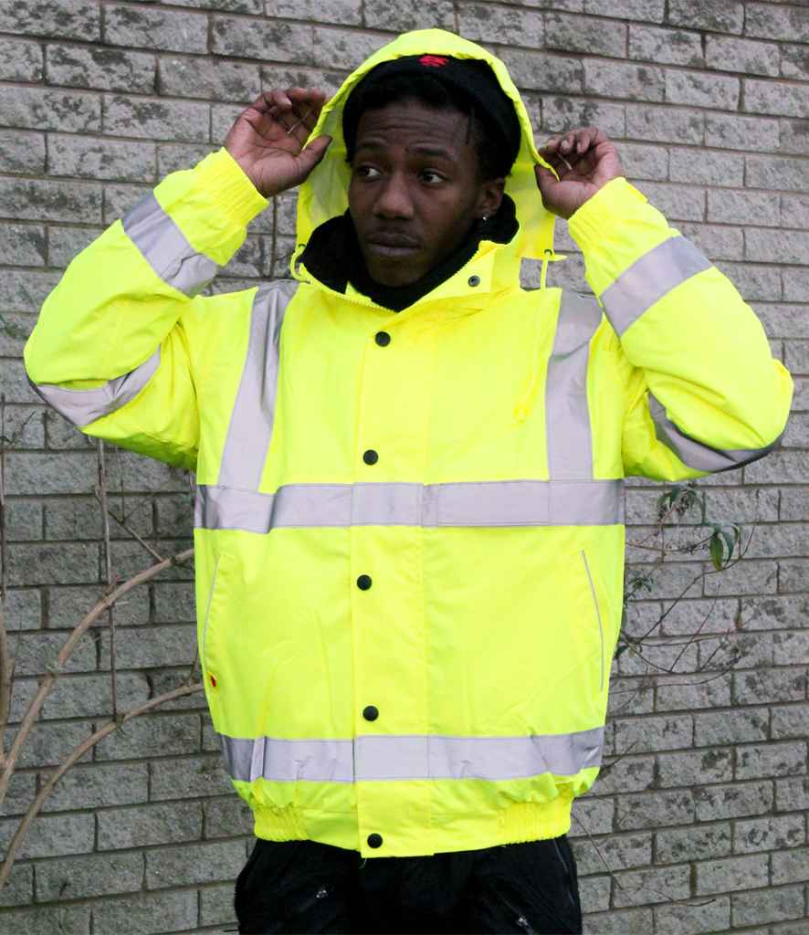Warrior Warrior Hi-Vis Fleece Lined Bomber Jacket - Fluorescent Yellow (WR006)