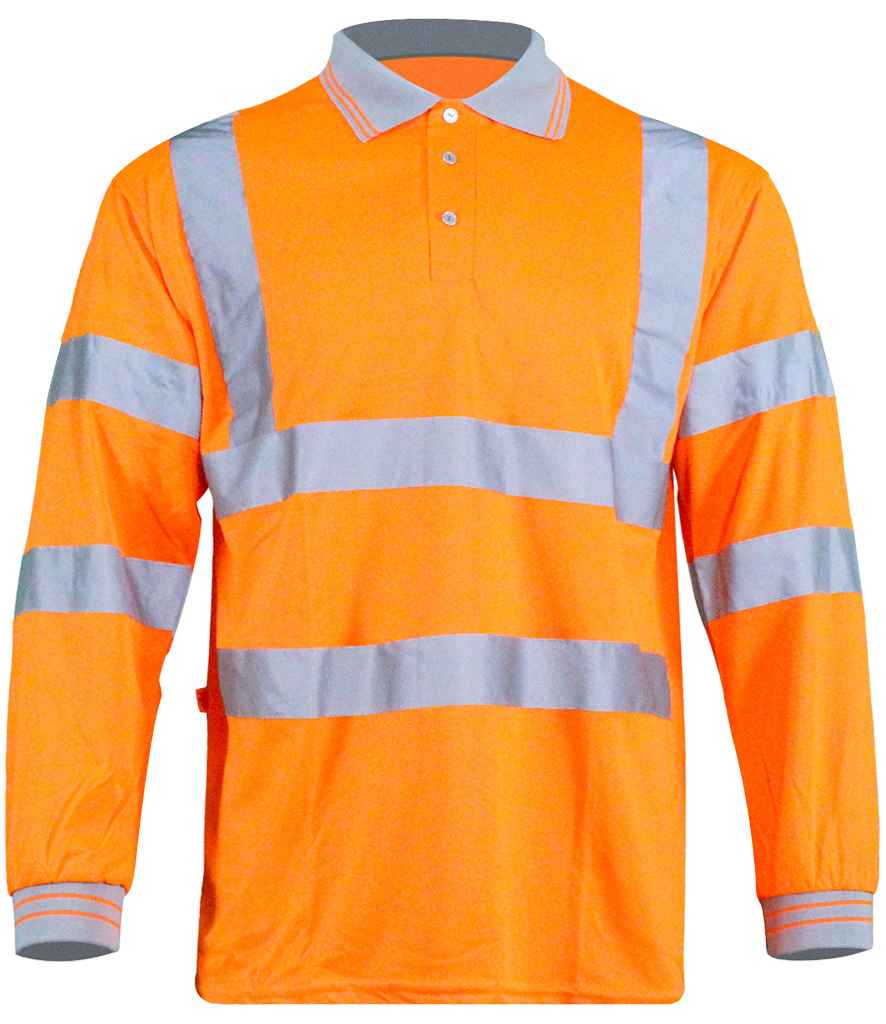 Warrior Warrior Hi-Vis Long Sleeve Polo Shirt - Orange (WR013)