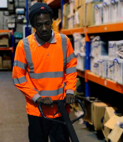 Warrior Warrior Hi-Vis Long Sleeve Polo Shirt - Orange (WR013)