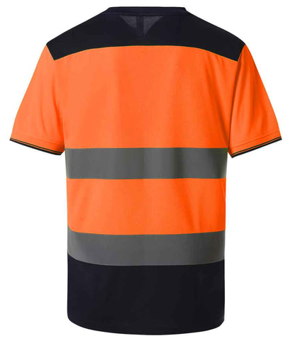 Yoko Hi-Vis Two Tone T-Shirt - Orange/Navy (YK013)