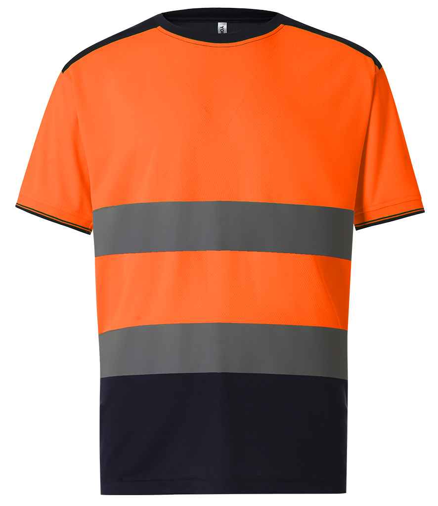 Yoko Hi-Vis Two Tone T-Shirt - Orange/Navy (YK013)