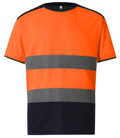 Yoko Hi-Vis Two Tone T-Shirt - Orange/Navy (YK013)
