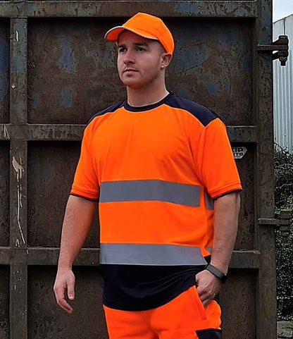 Yoko Hi-Vis Two Tone T-Shirt - Orange/Navy (YK013)