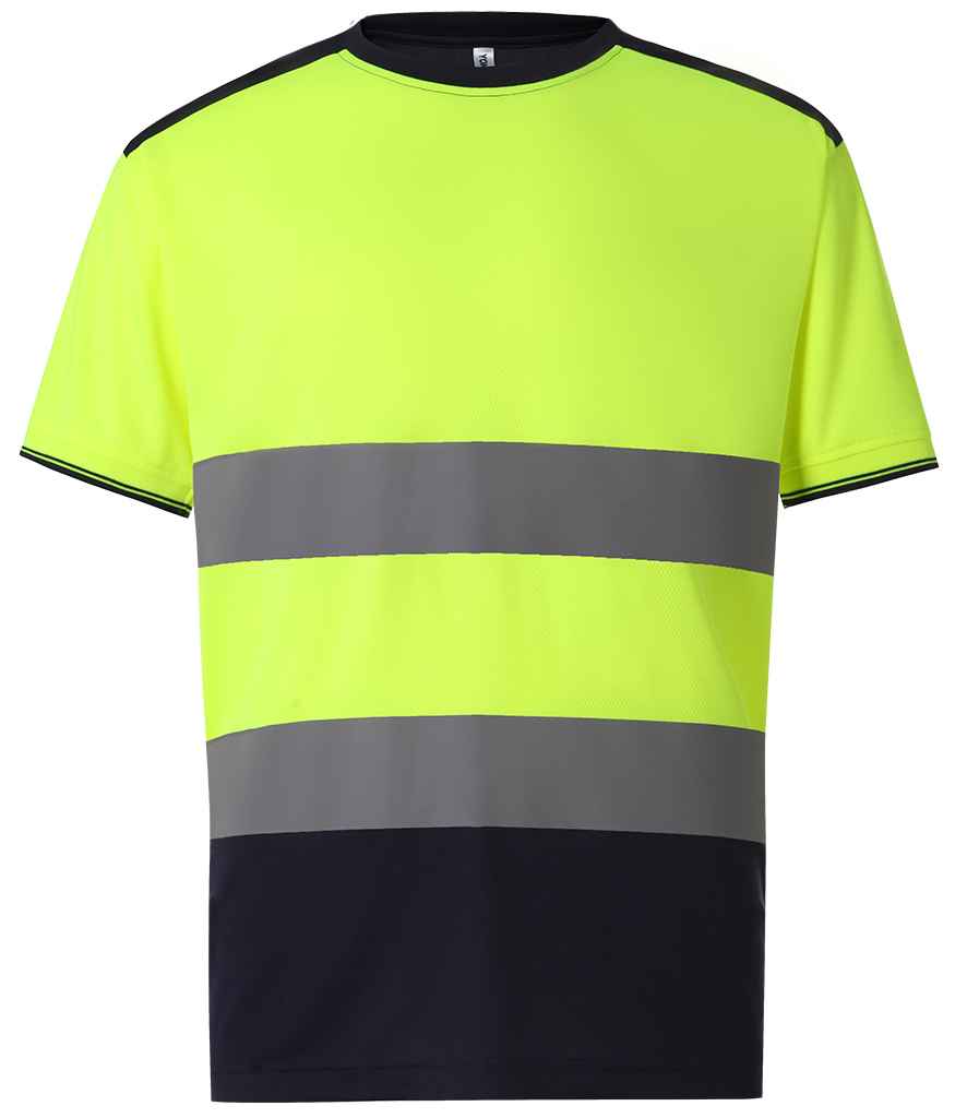 Yoko Hi-Vis Two Tone T-Shirt - Yellow/Navy (YK013)