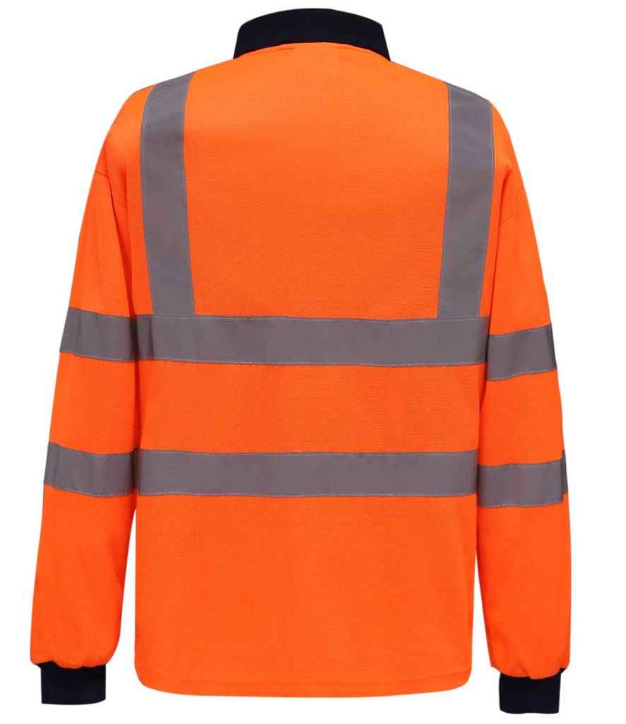 Yoko Hi-Vis Long Sleeve Polo Shirt - Orange (YK016)