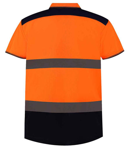 Yoko Two Tone Short Sleeve Polo Shirt - Orange/Navy (YK017)