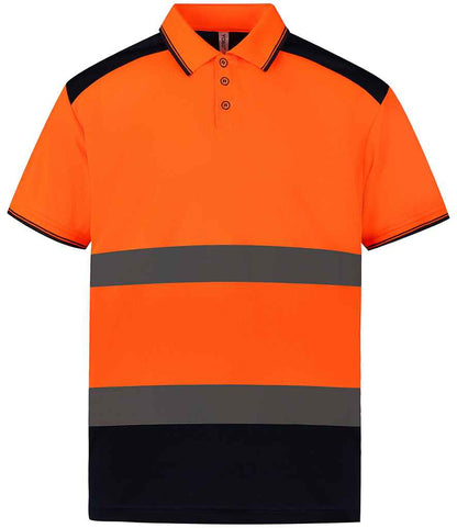 Yoko Two Tone Short Sleeve Polo Shirt - Orange/Navy (YK017)