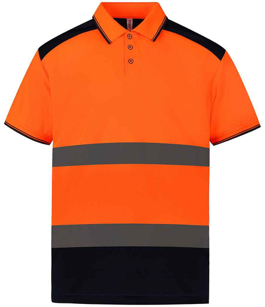 Yoko Two Tone Short Sleeve Polo Shirt - Orange/Navy (YK017)