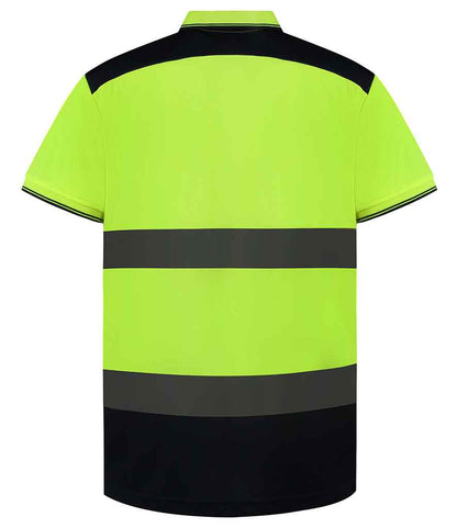 Yoko Two Tone Short Sleeve Polo Shirt - Yellow/Navy (YK017)