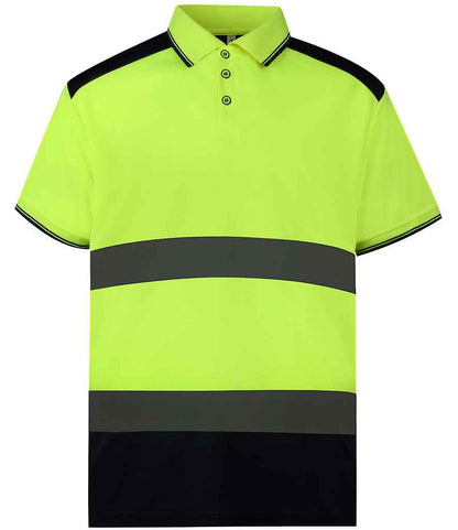 Yoko Two Tone Short Sleeve Polo Shirt - Yellow/Navy (YK017)