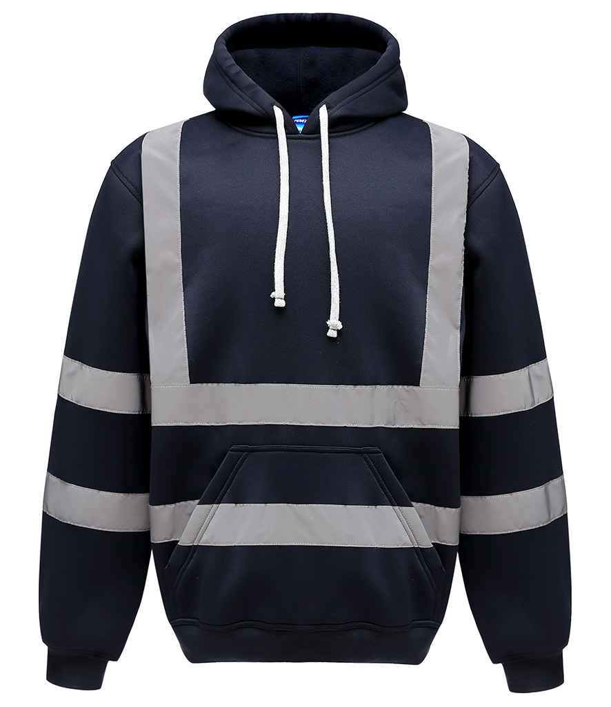 Yoko Hi-Vis Pull Over Hoodie - Navy (YK031)
