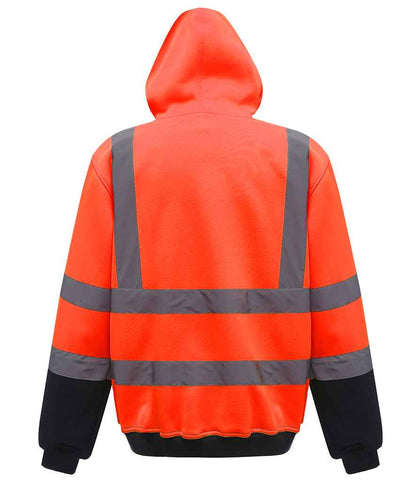 Yoko Hi-Vis Pull Over Hoodie - Orange/Navy (YK031)